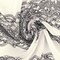 Ivory-Black Lace Stripe Printed Poly Chiffon Woven Fabric By the Yard